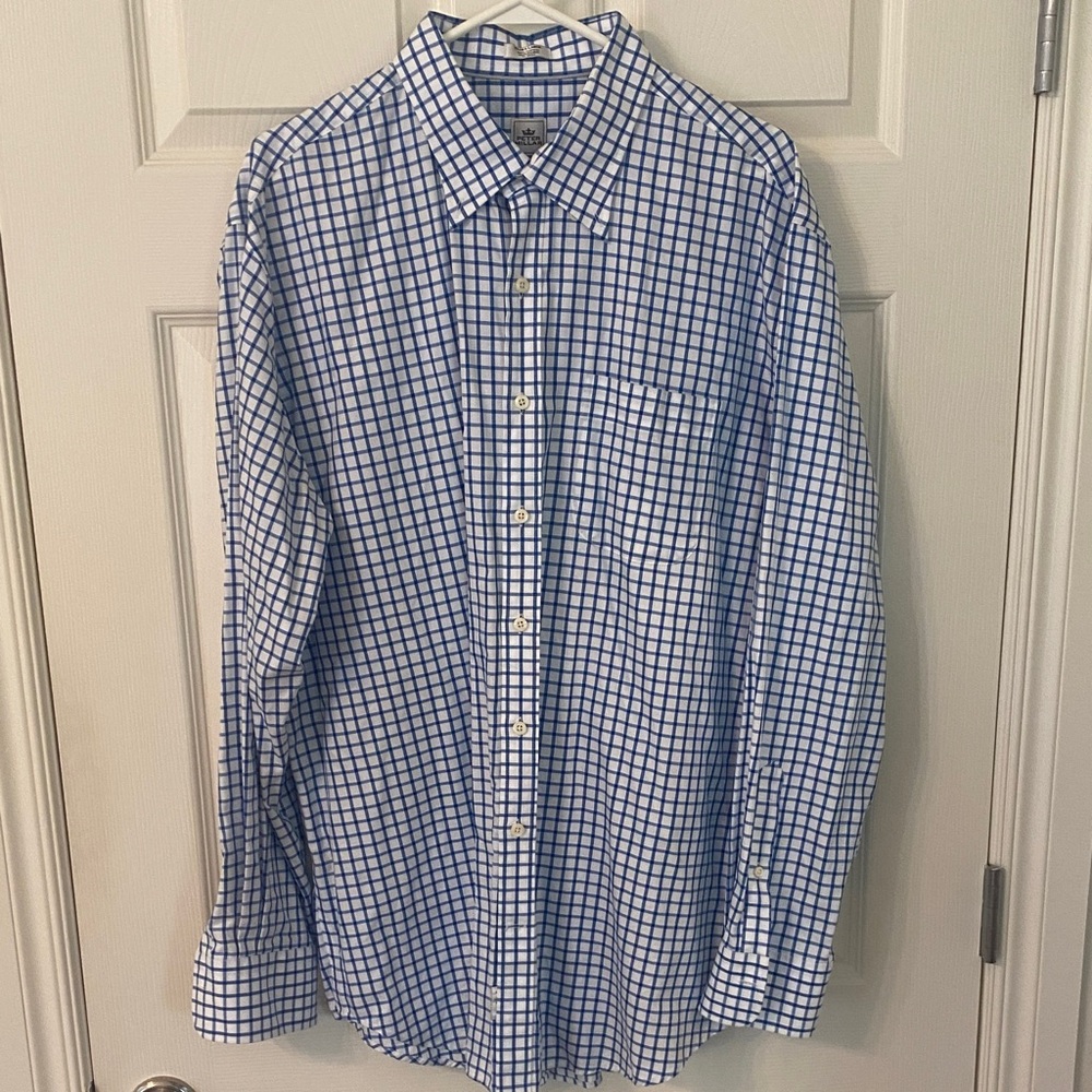 Peter Millar Blue and White Plaid Shirt - Picture 1 of 3